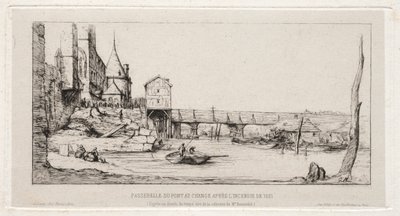 Lávka pro pěší dočasně nahrazující výměnný most v Paříži po požáru v roce 1621, 1860. od Charles Meryon