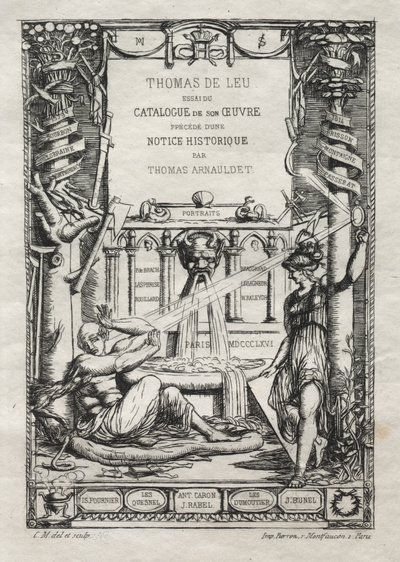 Frontispis pro Katalog rytin Thomase de Leu, 1866. od Charles Meryon