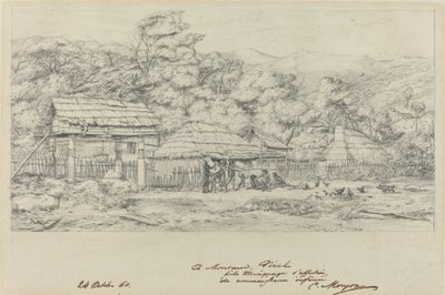 Původní sýpky a obydlí v Akaroa, Banks Island od Charles Meryon