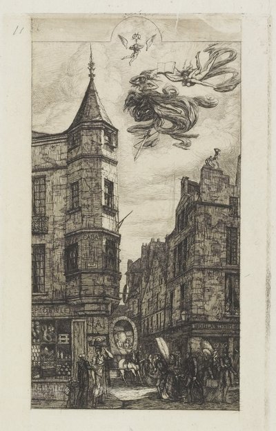 Dům s věžičkou, čp. 22, 1861 od Charles Meryon