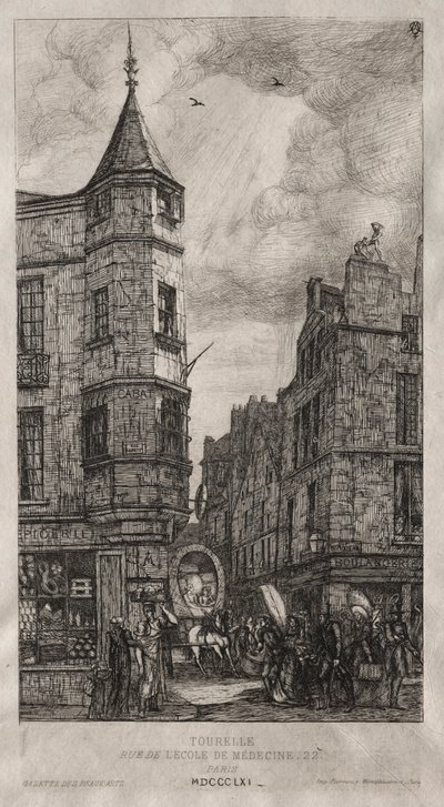 Dům s věžičkou, č. 22 ulice lékařské fakulty, 1861. od Charles Meryon