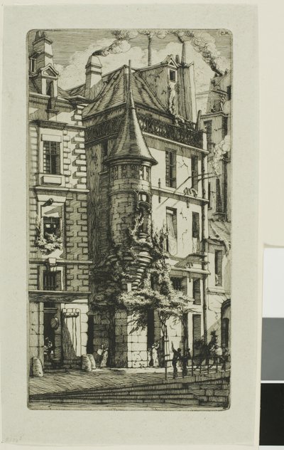Dům s věžičkou, rue de la Tixéranderie od Charles Meryon