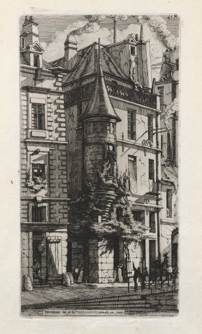 Dům s věžičkou, rue de la Tixéranderie, Paříž od Charles Meryon