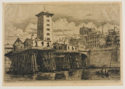 Notre-Dame Pump, Paříž od Charles Meryon