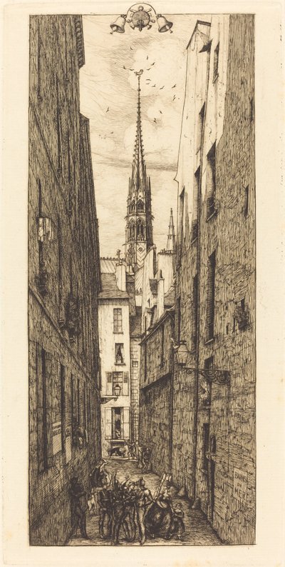 Rue des Chantres, Paříž (Chantrey Street, Paříž) od Charles Meryon