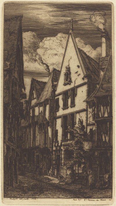 Rue des Toiles v Bourges od Charles Meryon