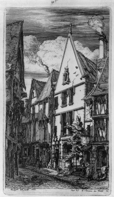 Ulice Rue des Toiles v Bourges od Charles Meryon