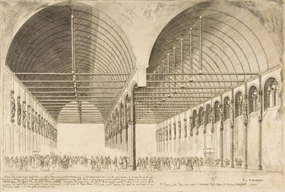 Salle des Pas-Perdus v bývalém Palais de Justice Předsíň Palais de Jus..., 1855. od Charles Meryon