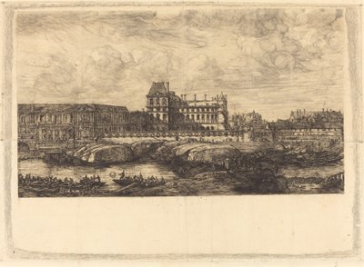 Starý Louvre z obrazu od Zeemana, 1651 (The Old Louvre, from a Painting by Zeeman, l651) od Charles Meryon
