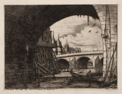 Oblouk Pont Notre Dame, Paříž, 1853. od Charles Meryon
