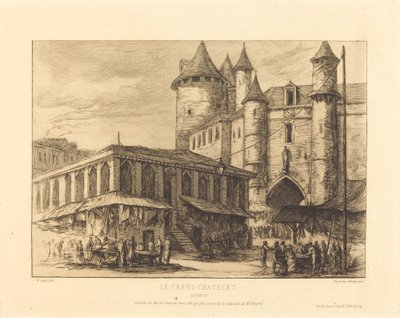 Le Grand Chatelet, Paříž, cca 1780 (The Grand Chatelet, Paříž, asi 1780) od Charles Meryon