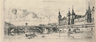 Le Pont-Au-Change 2. stát, 6 18 x 13 116 palců, 1854, 1927 od Charles Meryon
