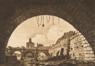 Pont-neuf a Samaritaine zpod prvního oblouku Pont-au-Change Pont-neuf..., 1855. od Charles Meryon