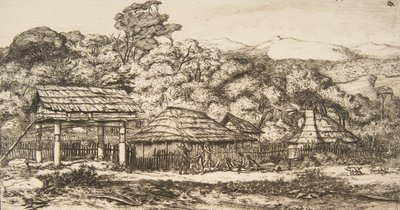 Native Barns and Huts at Akaroa, Banks Peninsula, 1845, 1860. od Charles Meryon