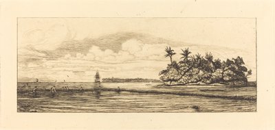Oceánie, ostrovy v Uvea (Wallis); Peche aux palmes, 1845 (Oceánie: Rybaření, Blízké ostrovy s palmami v Uea nebo Wallis Group) od Charles Meryon