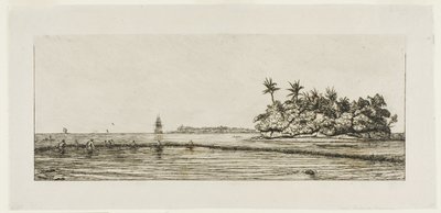 Oceánie: Rybaření, Blízké ostrovy s palmami v Uea nebo Wallis Group, 1845 od Charles Meryon