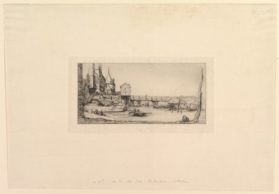 Lávka pro pěší Pont-au-Change, po požáru v roce 1621 Lávka dočasně nahradila..., 1860. od Charles Meryon