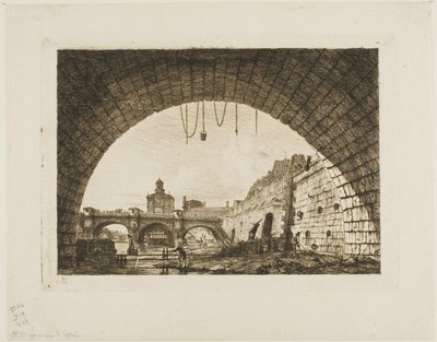Pont-Neuf a Samaritaine při pohledu zpod prvního oblouku Pont-au-Change, Paříž od Charles Meryon