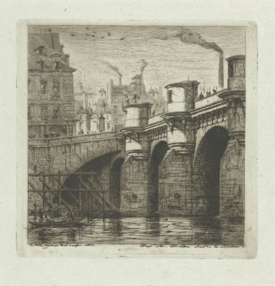 Pont Neuf nad Seinou v Paříži Nový most Lepty na Paříž (název série) od Charles Meryon