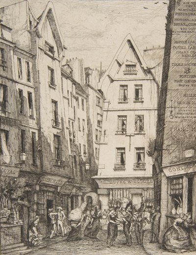 Rue Pirouette v Les Halles Rue Pirouette v Les Halles, Paříž, po Laurence, 1860. od Charles Meryon