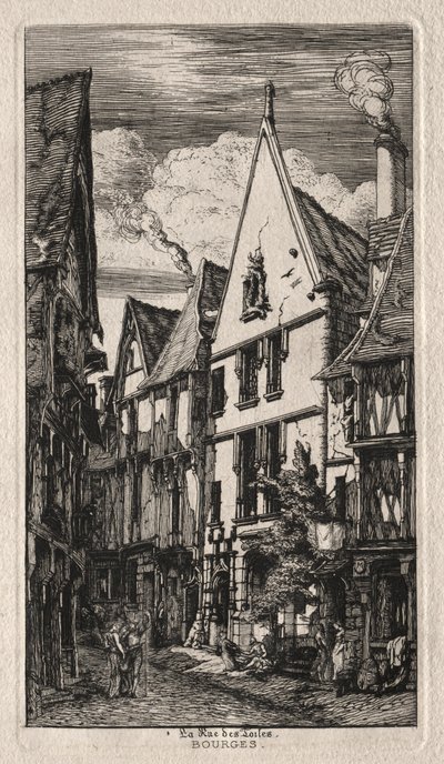 Rue des Toiles, Bourges, 1853. od Charles Meryon