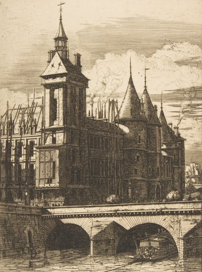 Hodinová věž, Paříž, 1852. od Charles Meryon