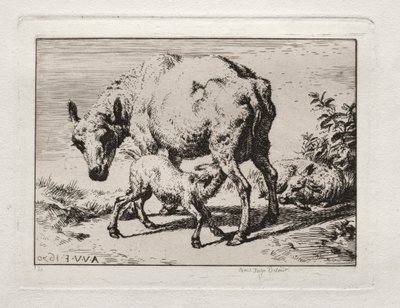 Ovce se dvěma jehňaty, 1850. od Charles Meryon