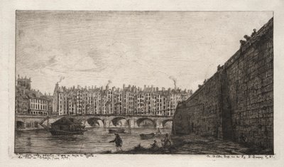 The Exchange Bridge, Paříž, asi 1784 od Charles Meryon