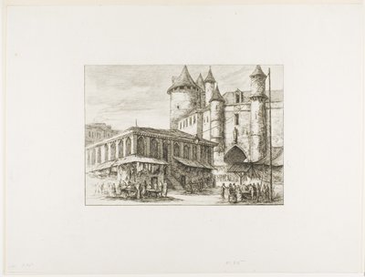 Grand Châtelet, Paříž, c. 1780, po dřívější kresbě od Charles Meryon