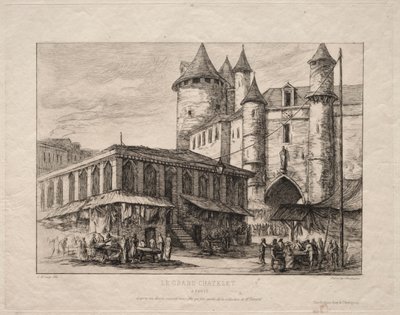 Grand Châtelet, Paříž, asi 1780 od Charles Meryon
