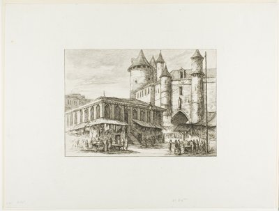Grand Châtelet, Paříž, c. 1780, po dřívější kresbě od Charles Meryon