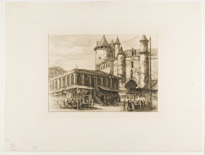 Grand Châtelet, Paříž, c. 1780, po dřívější kresbě od Charles Meryon