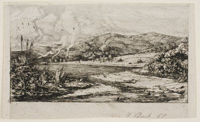 Malá francouzská kolonie v Akaroa, 1845 od Charles Meryon