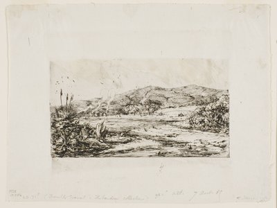 Malá francouzská kolonie v Akaroa, 1845 od Charles Meryon