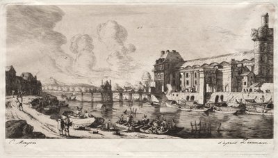 Pavillon de Mademoiselle a část Louvru od Charles Meryon