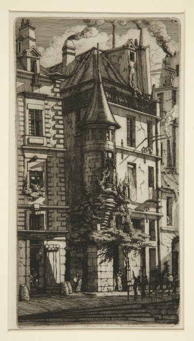 Věž, rue de la Tixeranderie (Dům s věžičkou, rue de la Tixeranderie) od Charles Meryon
