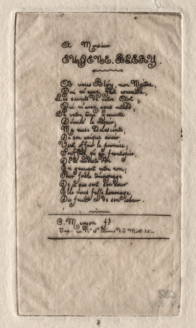 Verše Eugenu Blérymu od Charles Meryon