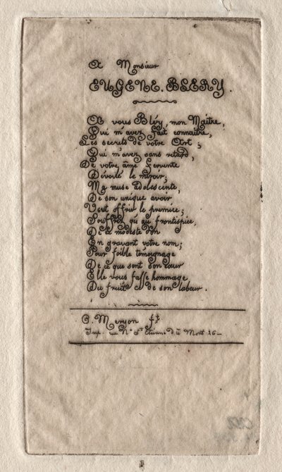 Verše Eugène Blérymu, 1854. od Charles Meryon