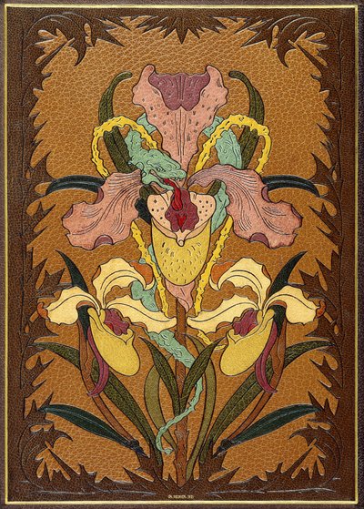 Podšívka z „Les Fleurs du Mal“ od Charlese Baudelaira, zobrazující hada propleteného kolem duhovky od Charles Meunier