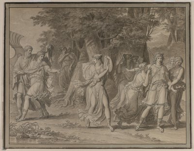 Telemachus, naléhán mentorem, Odcházení z ostrova Calypso, 1800. od Charles Meynier