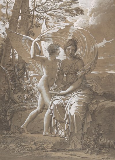 Muse Erato píše verše inspirované láskou, ca. 1797. od Charles Meynier
