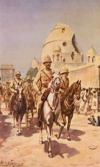 Kitchener v Omdurmanu (barevná litografie) od Charles Mills (after) Sheldon