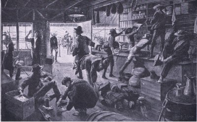 Búrové rabují obchod v majetku Grange River, ilustrace z Po Pretorii: Guerilla War, 1902 od Charles Mills Sheldon