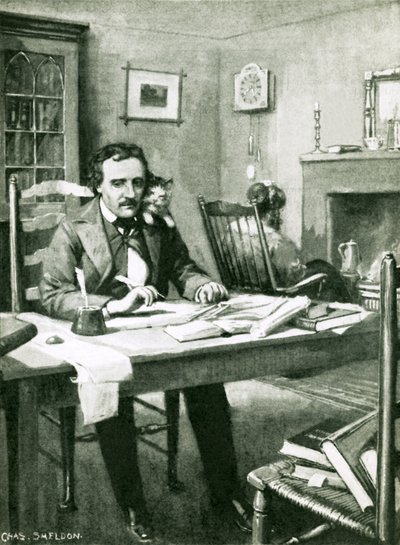 Poe při práci pod Cataliným okem od Charles Mills Sheldon