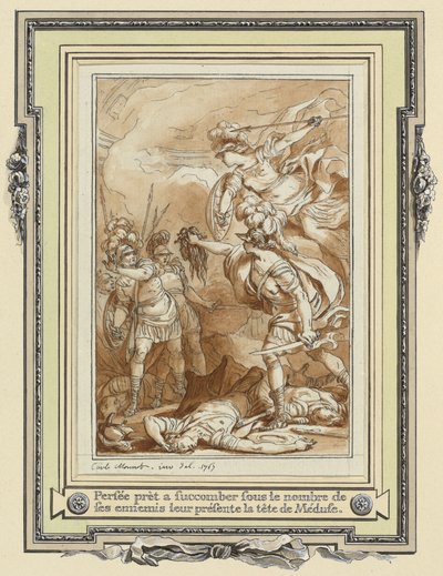 Perseus proměnil Phinnease v kámen s hlavou Medúzy od Charles Monnet