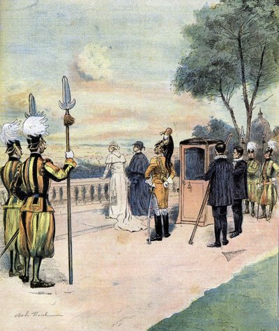 Papež Lev XIII ve Vatikánských zahradách v roce 1893 kresba pana CH Morela od Charles Morel