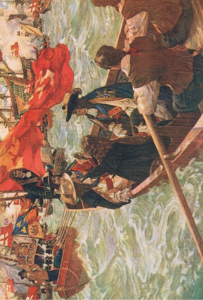 Příchod Karla II. domů, ilustrace z knihy The History of the British People vydané nakladatelstvím Waverley, cca 1940 (barevná litografie) od Charles Murray Padday