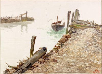 Člun se blíží k molu (barva karoserie) od Charles Napier Hemy