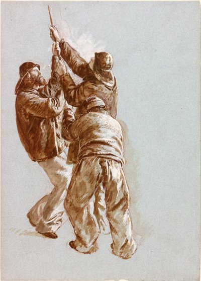 Rybáři táhnoucí lano (barva těla) od Charles Napier Hemy