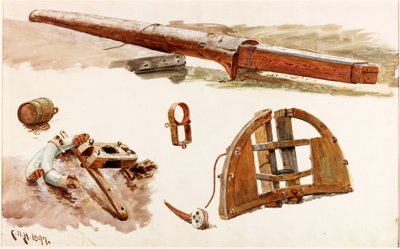 Studie lodního příslušenství (čb a čg na papíře) od Charles Napier Hemy